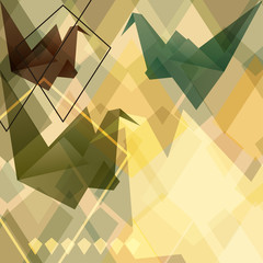 Origami Papier Vögel geometrischen Retro-Hintergrund.