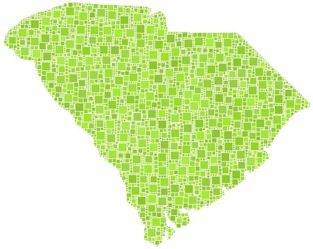 Map of South Carolina - USA - in a mosaic of green squares