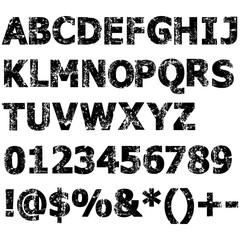 Grunge full alphabet, numbers and others chars