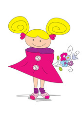 little girl with flowers