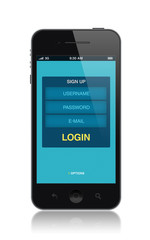 Modern smartphone with login interface
