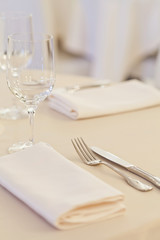 Tables set for meal