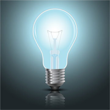 light bulb vector on blue background.