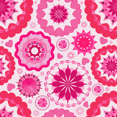 Flower seamless pattern background. Pink. Wallpaper garden.