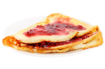 Pancake with raspberry jam