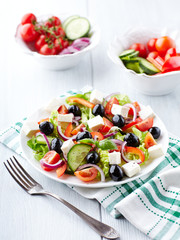 Greek Salad on Kitchen Table