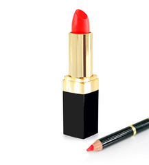 Red lipstick and pencil