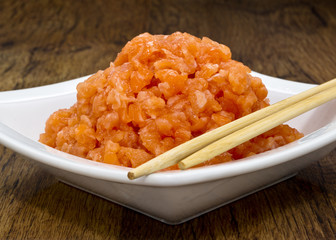 A Plate Of Delicious Salmon flesh