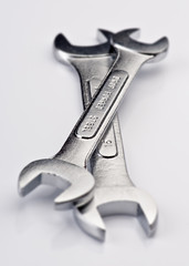 hardened steel wrenches, on white background