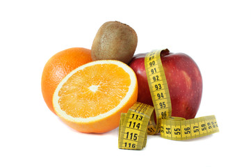 Diet concept. kiwi, red aple and oranges