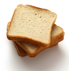 Bread slices on white background