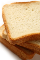 Bread slices on white background