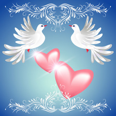 Two dove and two hearts