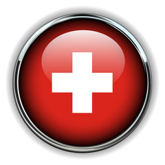Fototapeta premium Swiss flag button