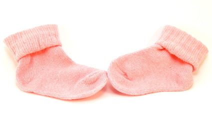 Pair of pink sock isolated on a white background