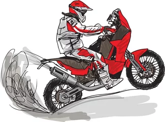 Papier Peint photo Lavable Moto Croquis abstrait de motard. Illustration vectorielle