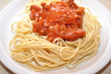 Meal of Linguini with Bolognese Sauce
