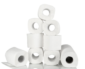 Rolls of toilet paper isolated on white