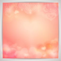 Beautiful vector background with blured hearts.