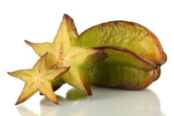 Fototapeta premium Ripe carambola isolated on white