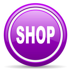 shop violet glossy icon on white background
