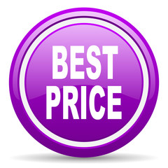 best price violet glossy icon on white background