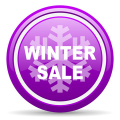 winter sale violet glossy icon on white background