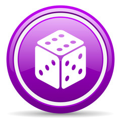 dice violet glossy icon on white background