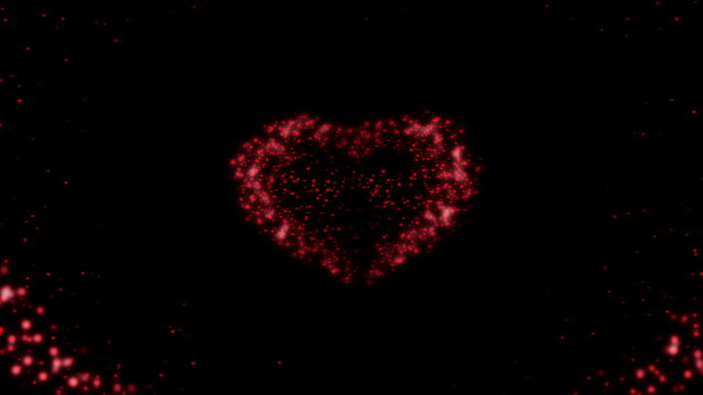 Heart made of red particles in looped animation.