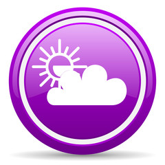 weather forecast violet glossy icon on white background