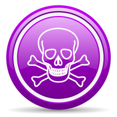 skull violet glossy icon on white background