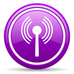 wifi violet glossy icon on white background