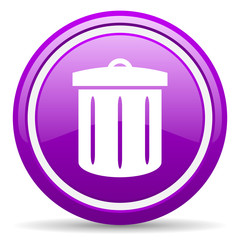 recycle violet glossy icon on white background