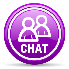 chat violet glossy icon on white background