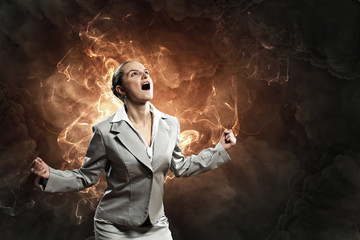 businesswoman in anger