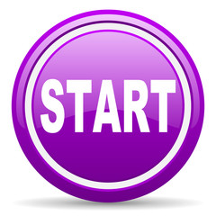 start violet glossy icon on white background
