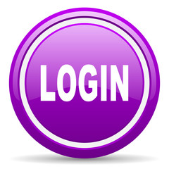 login violet glossy icon on white background