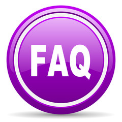 faq violet glossy icon on white background