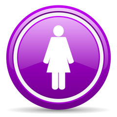 woman violet glossy icon on white background