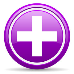 emergency violet glossy icon on white background