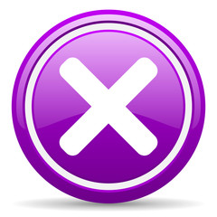 cancel violet glossy icon on white background