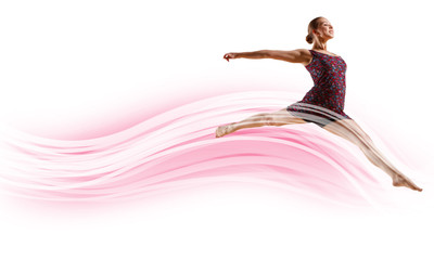 Fototapeta na wymiar Dziewczyna w sukni koloru dancing.Collage