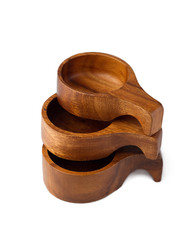 Wooden bowl isolated on white