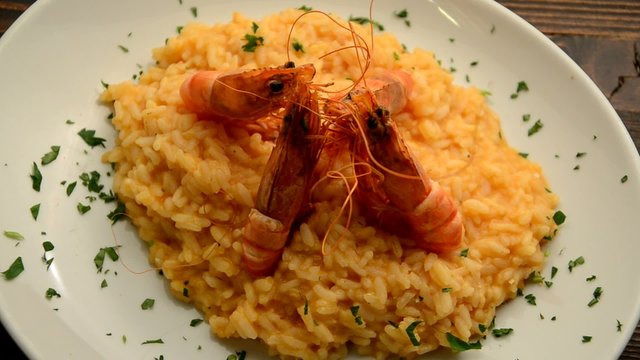 Risotto ai gamberoni 새우와 리소 토