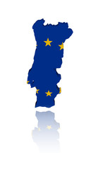 Portugal map with EU flag illustration