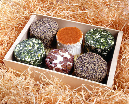Selection of goumet goat milk cheeses
