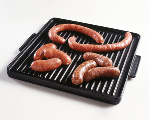 Sausages on a grill pan