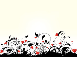 picture of  heart with floral ornamental background