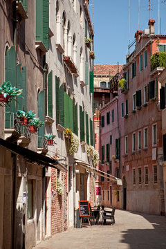 Small cafe on steet in Venice, Italy