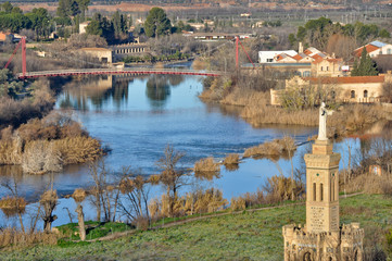 Fototapeta premium Tajo river and hermitage of Cristo de la Vega, Toledo (Spain)